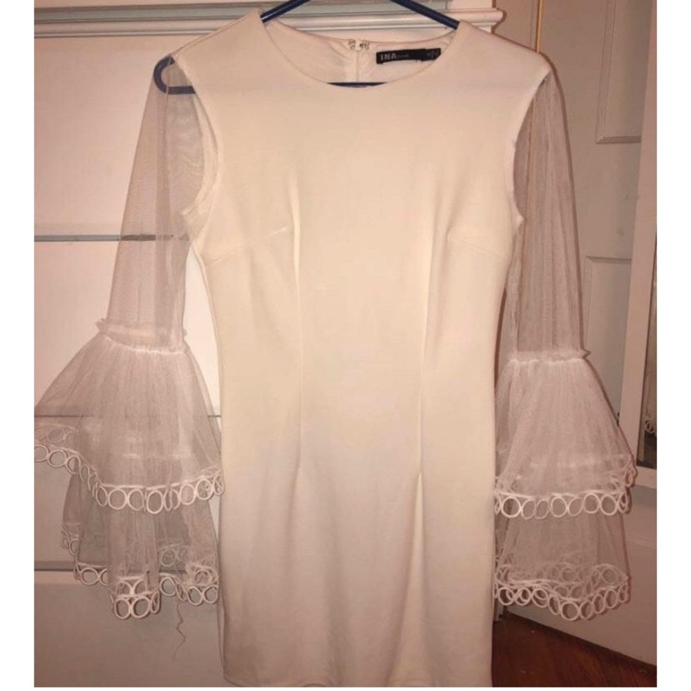 White Dress w/ Trumpet Sleeves
